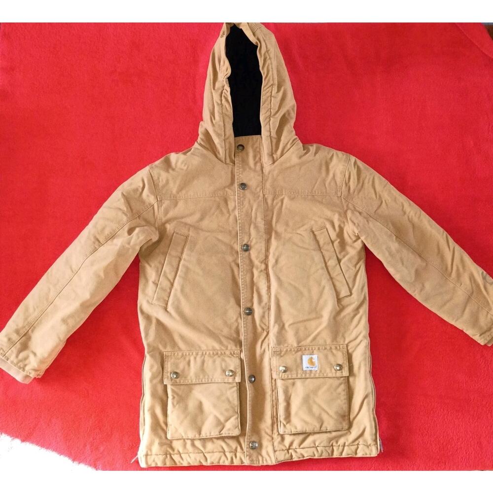 Carhartt Brown Quilted Trapper Parka Lined Woman Size S Gorpcore Outdoor Coat
